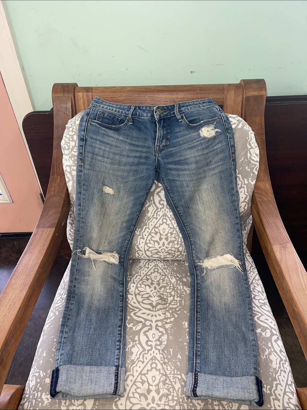Cult of Individuality Distressed Boyfriend Jeans in Blue